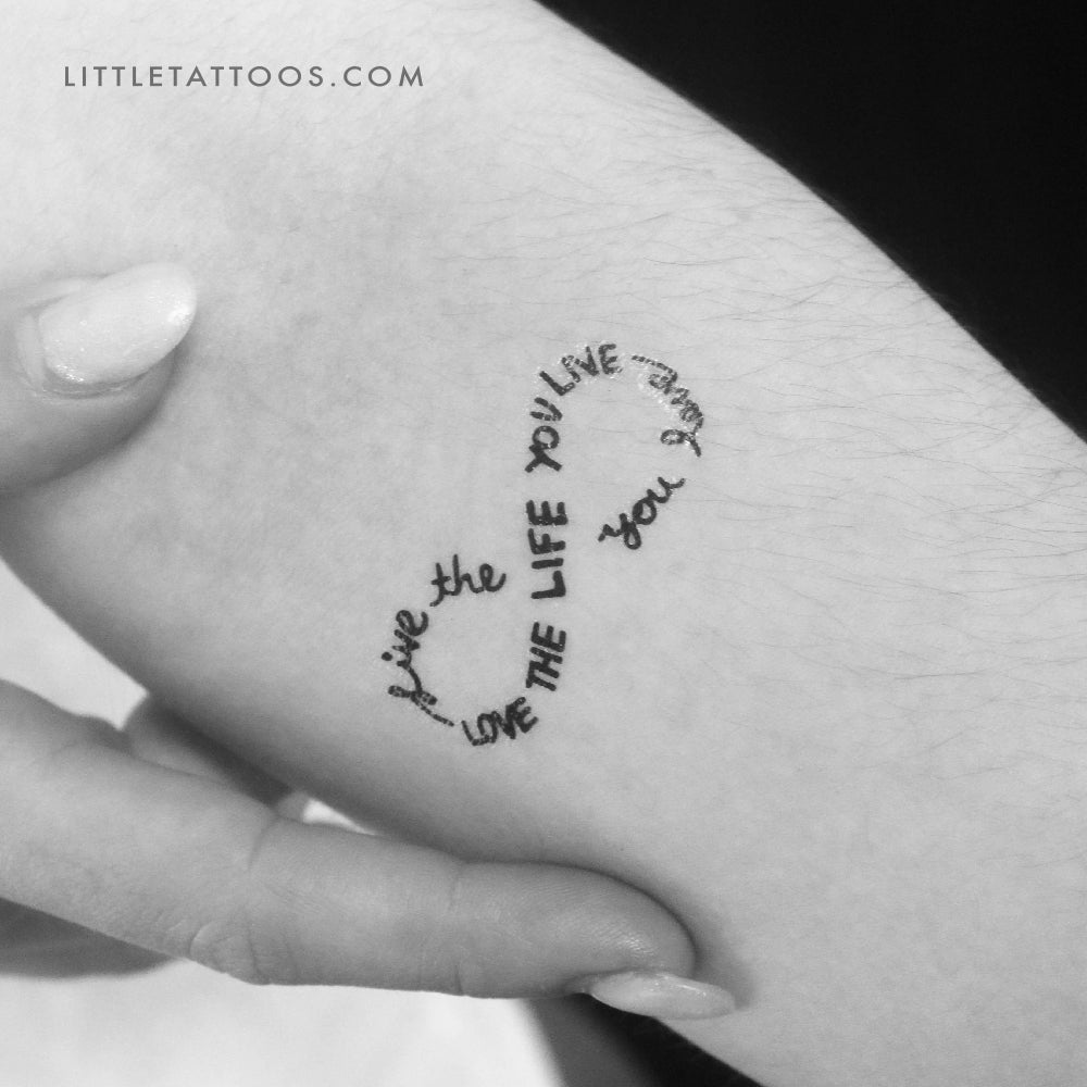 Tatuaje temporal "Vive la vida que amas" (infinito) - Juego de 3