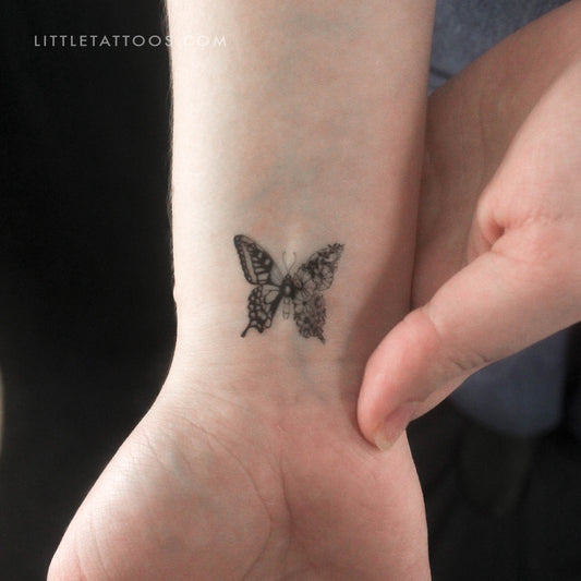 Tatuaje temporal de mariposa de media flor (juego de 3)
