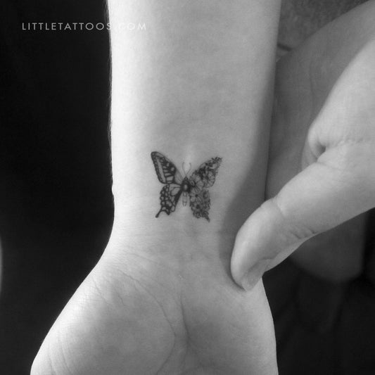 Tatuaje temporal de mariposa de media flor (juego de 3)