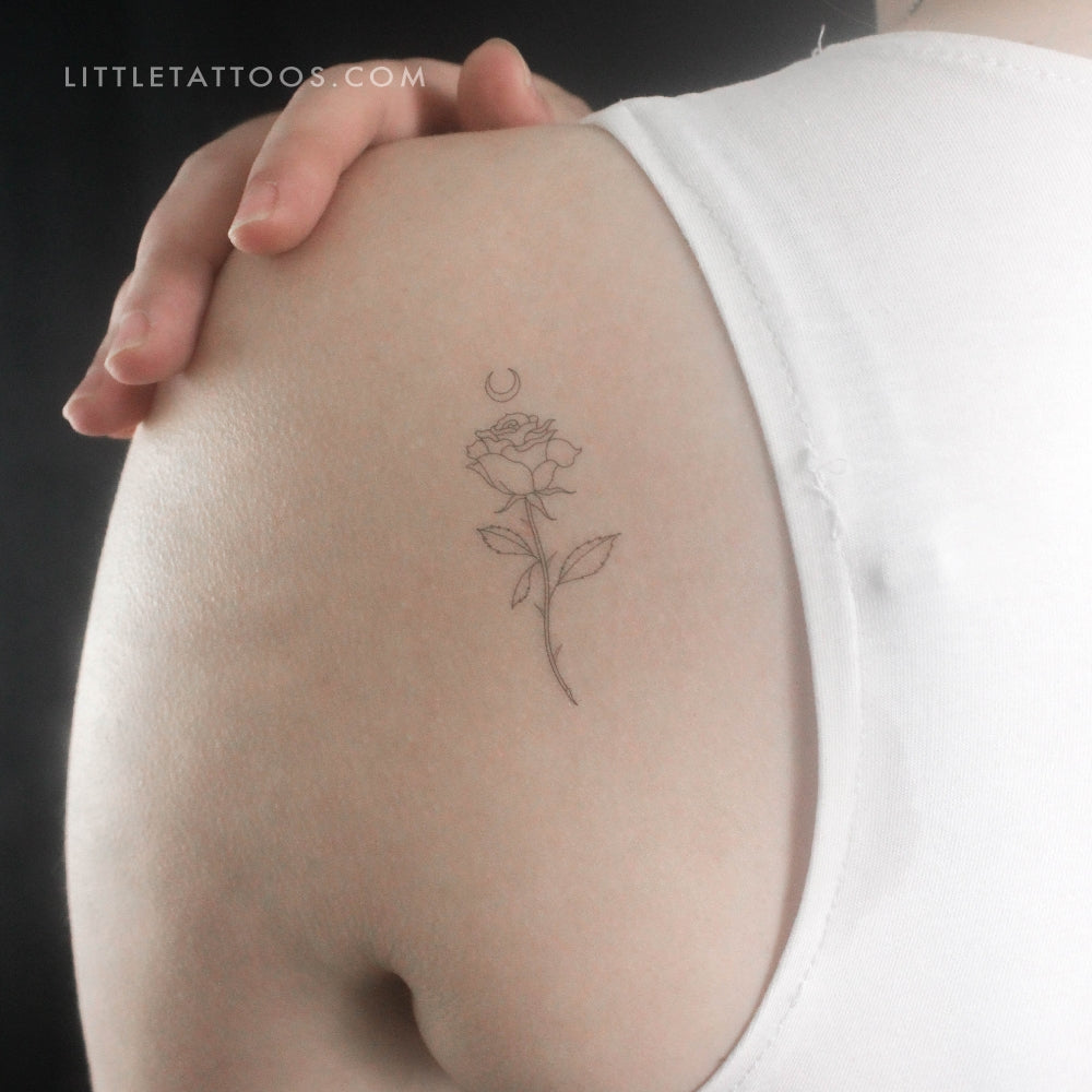Moon Rose by Jakenowicz Temporary Tattoo - Set of 3