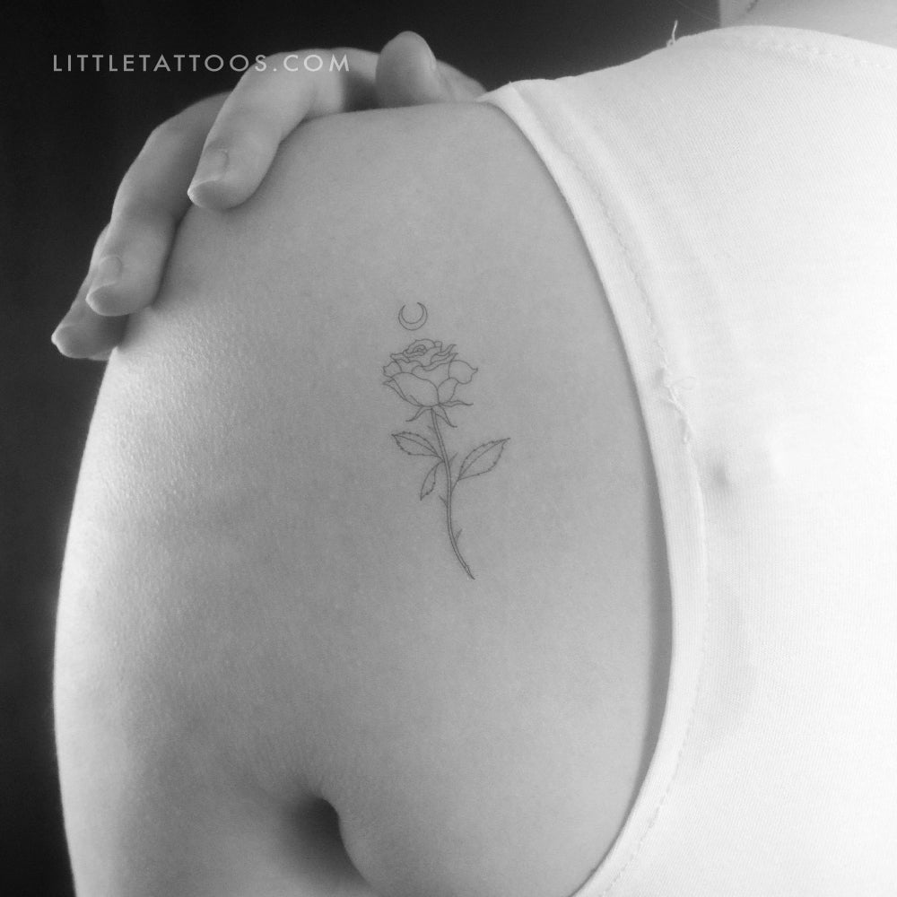 Moon Rose by Jakenowicz Temporary Tattoo - Set of 3