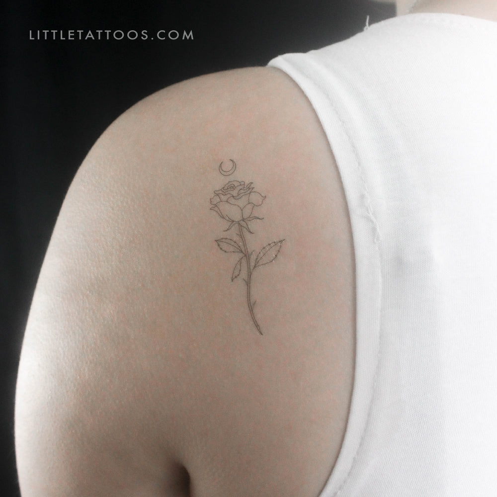 Moon Rose by Jakenowicz Temporary Tattoo - Set of 3