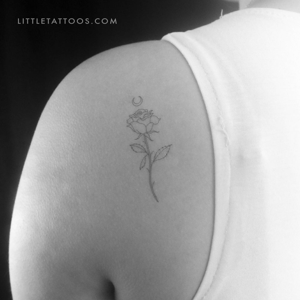 Moon Rose by Jakenowicz Temporary Tattoo - Set of 3