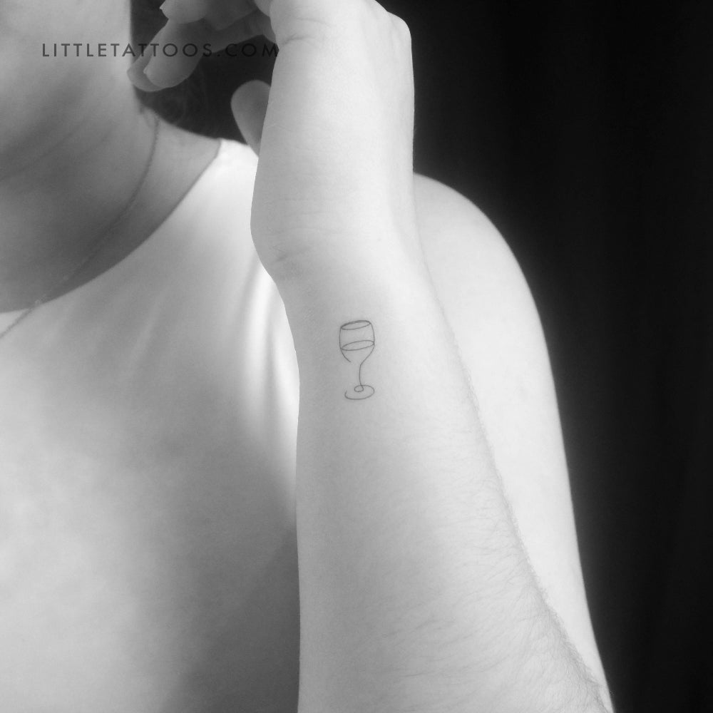Tatuaje temporal minimalista de copa de vino (juego de 3)
