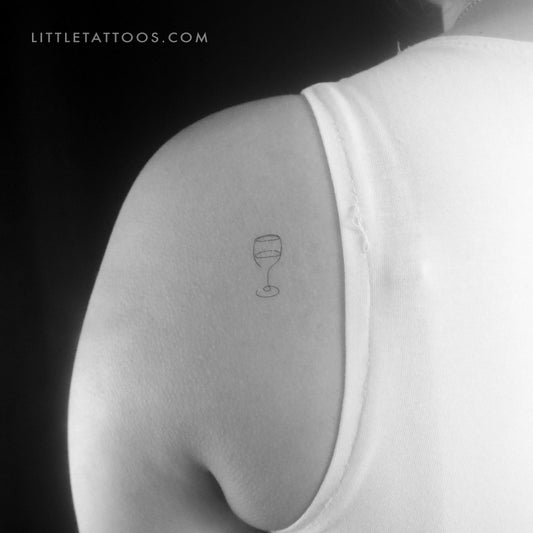 Tatuaje temporal minimalista de copa de vino (juego de 3)