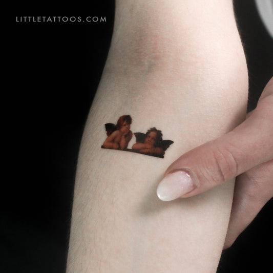 Tatuaje temporal de putti de la Virgen Sixtina (juego de 3)