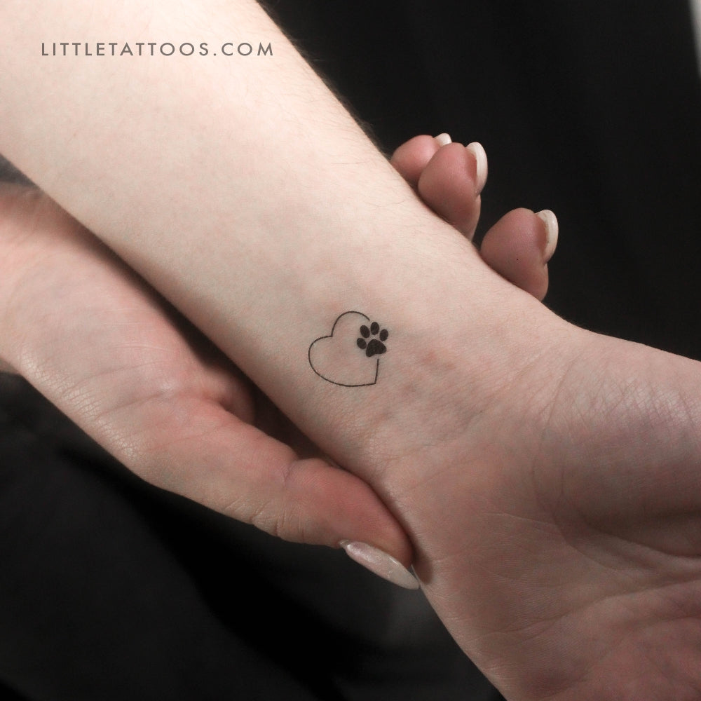 Heart and Paw Temporary Tattoo - Set of 3