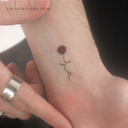 Tatuaje temporal de rosa roja de Tukoi (juego de 3)