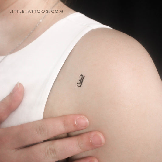 Gothic J Letter Temporary Tattoo - Set of 3