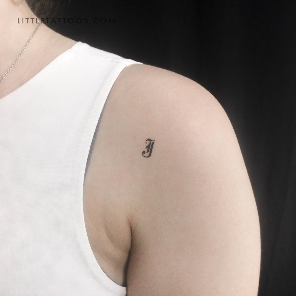 Gothic J Letter Temporary Tattoo - Set of 3