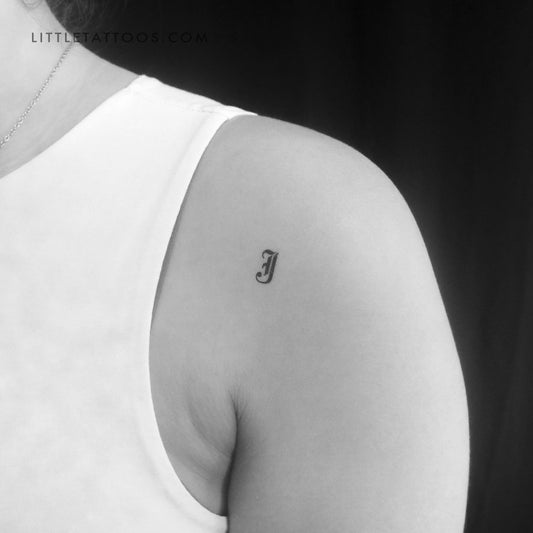 Gothic J Letter Temporary Tattoo - Set of 3