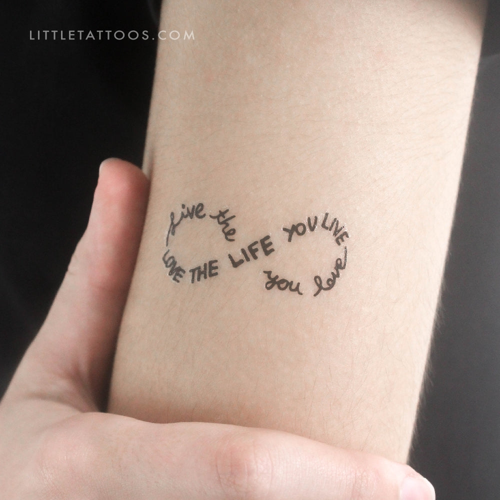 Tatuaje temporal "Vive la vida que amas" (infinito) - Juego de 3