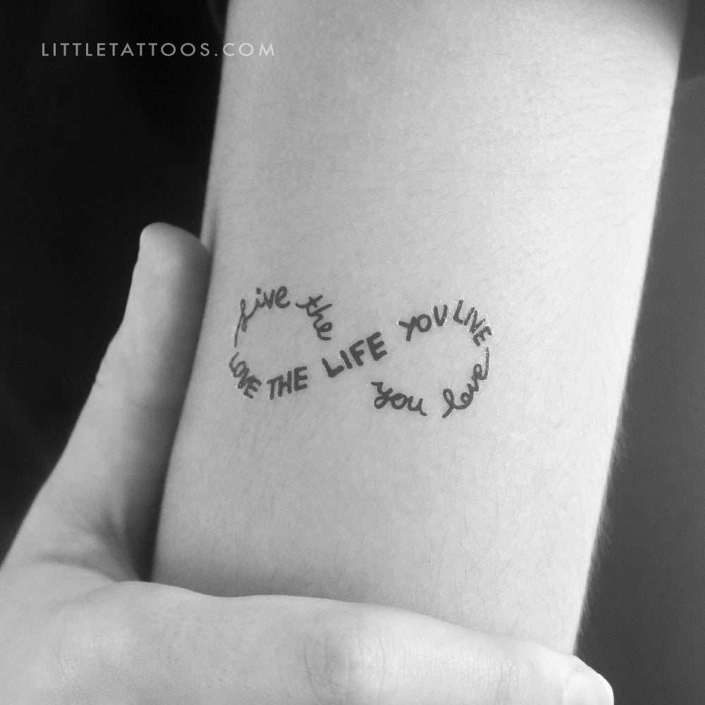 Tatuaje temporal "Vive la vida que amas" (infinito) - Juego de 3