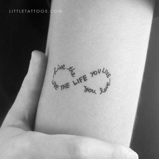 Tatuaje temporal "Vive la vida que amas" (infinito) - Juego de 3
