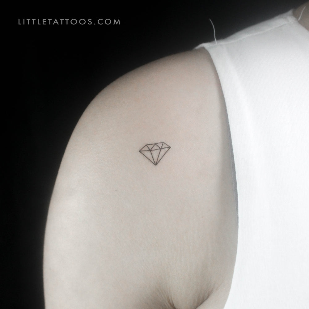 Tatuaje temporal minimalista de diamante (juego de 3)