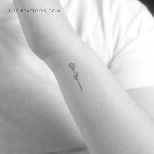 Tatuaje temporal de contorno de rosa negra (juego de 3)
