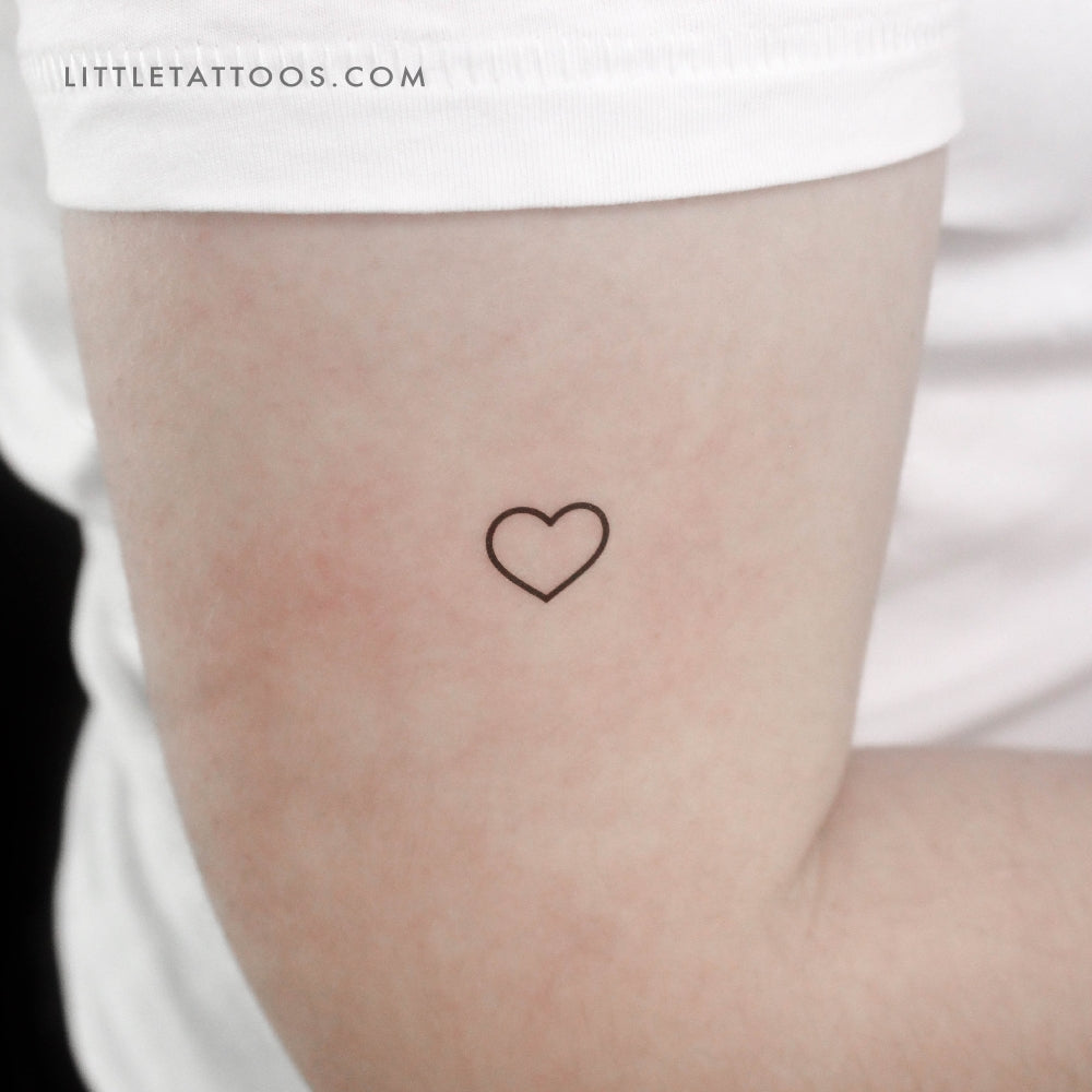 Small Heart Outline Temporary Tattoo - Set of 3