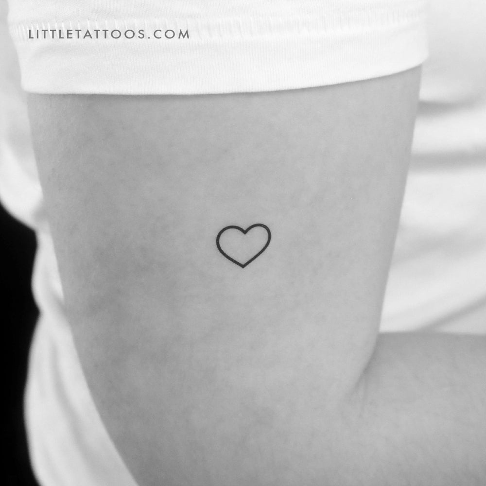 Small Heart Outline Temporary Tattoo - Set of 3