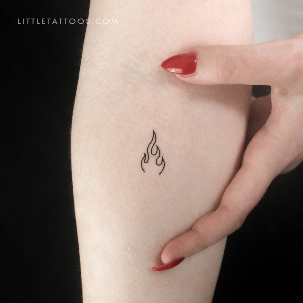 Minimalist Flame Temporary Tattoo - Set of 3