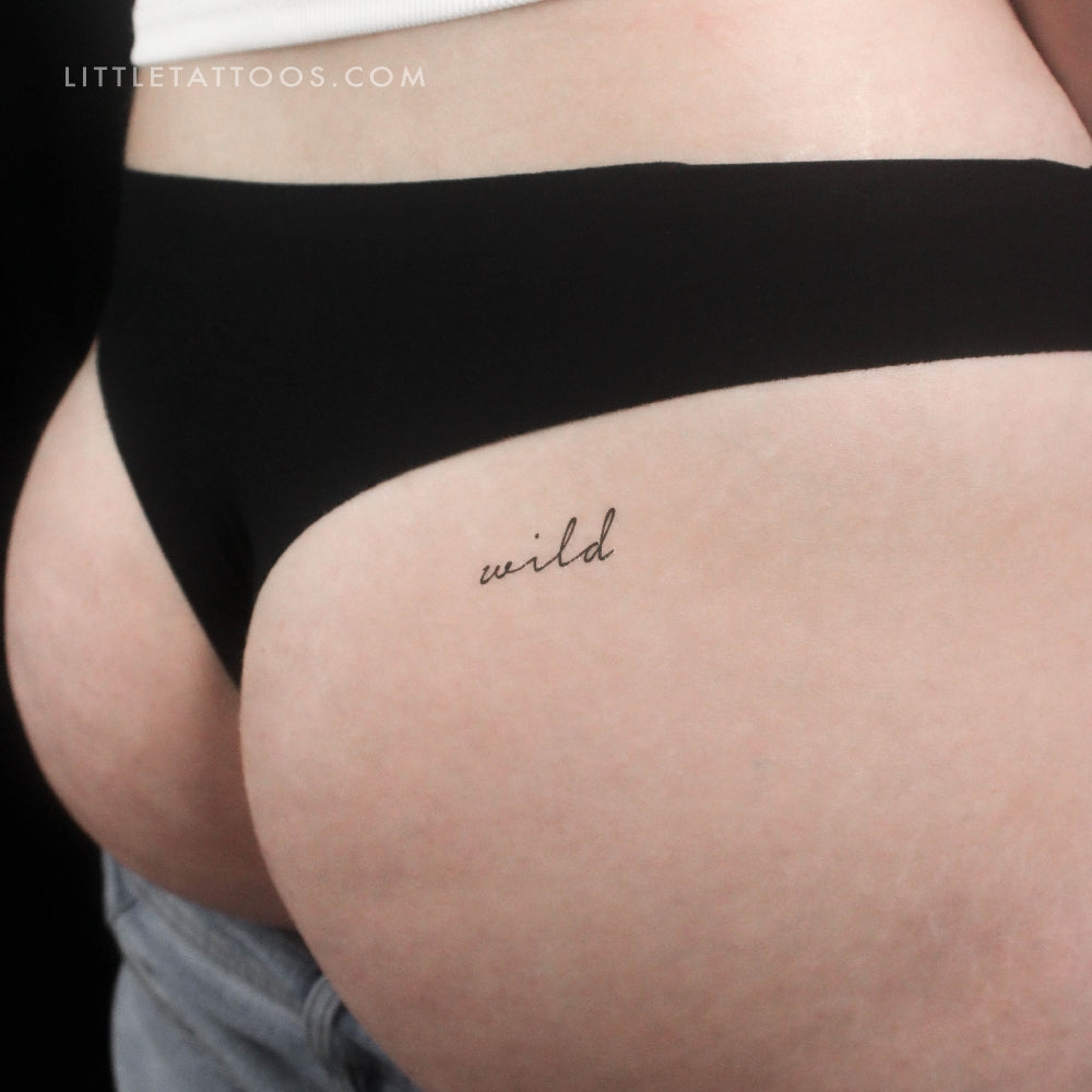 Handwritten 'Wild' Temporary Tattoo - Set of 3