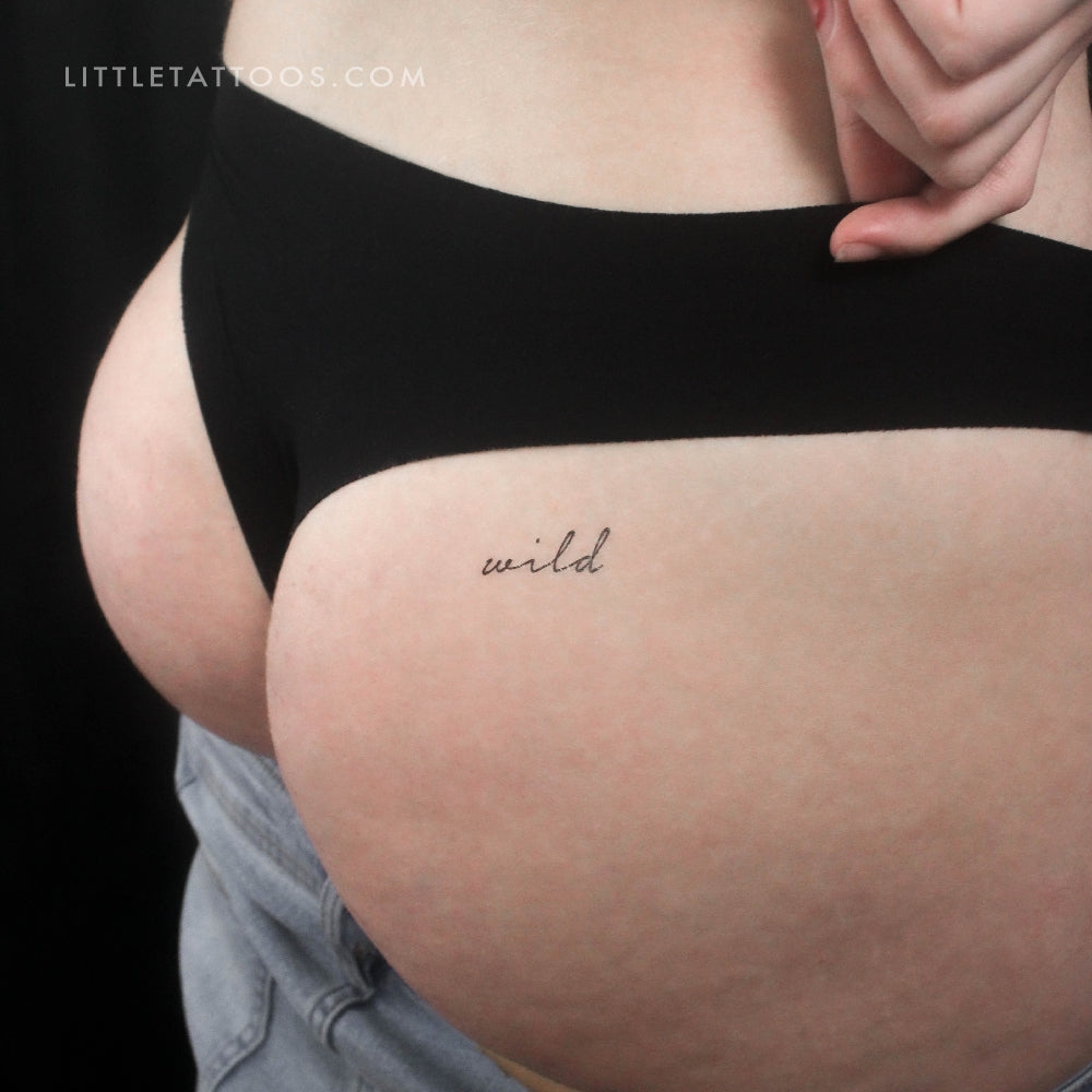 Handwritten 'Wild' Temporary Tattoo - Set of 3