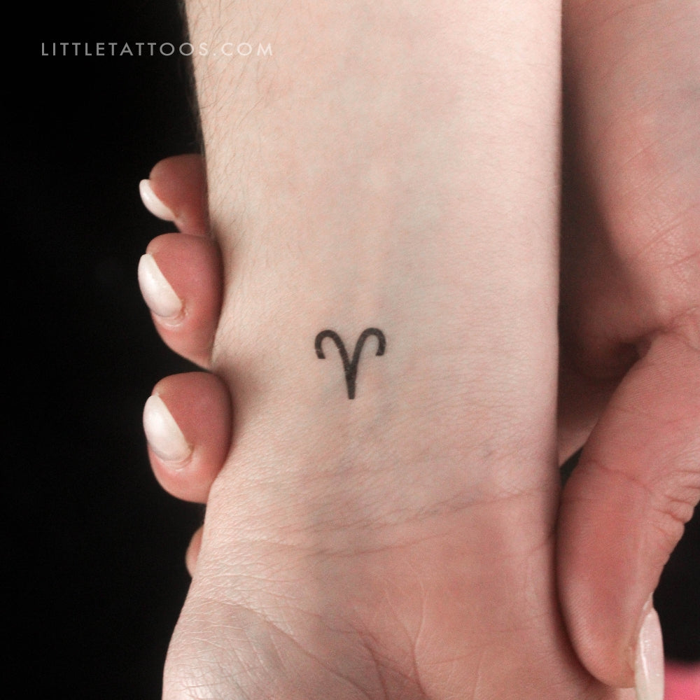 Aries Zodiac Symbol Temporary Tattoo - Set of 3
