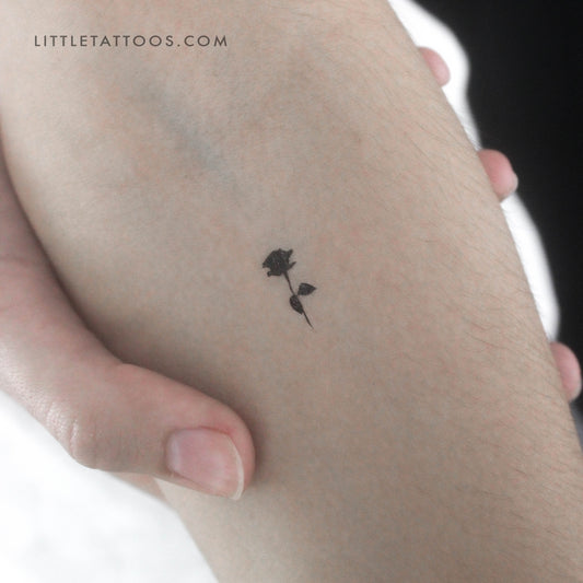 Tiny Black Rose Temporary Tattoo - Set of 3