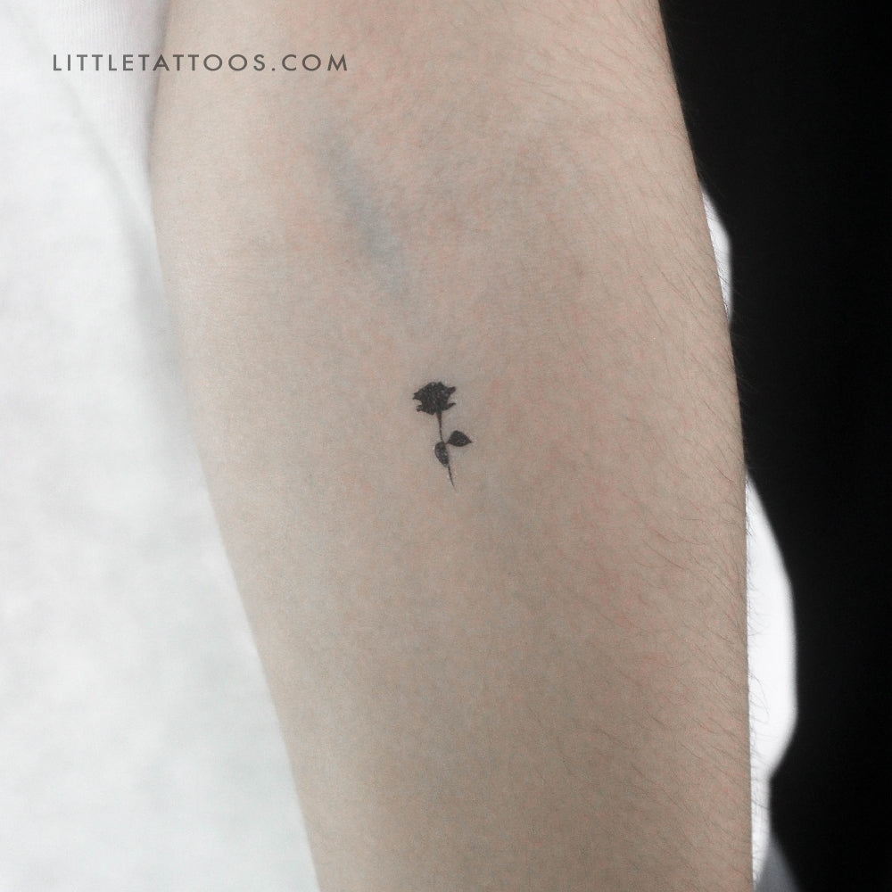 Tiny Black Rose Temporary Tattoo - Set of 3