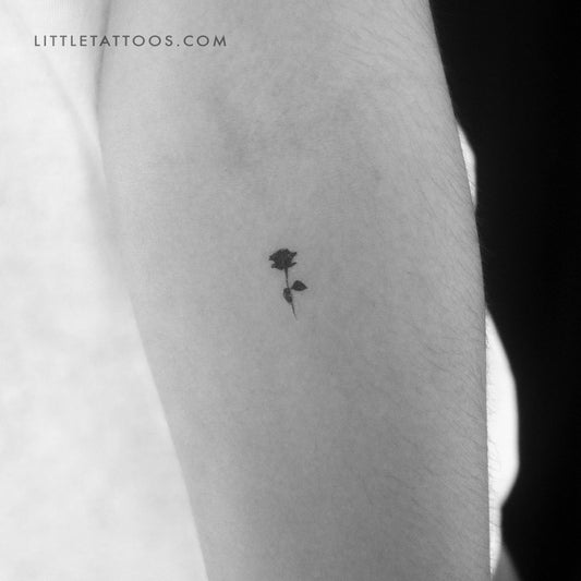 Tiny Black Rose Temporary Tattoo - Set of 3