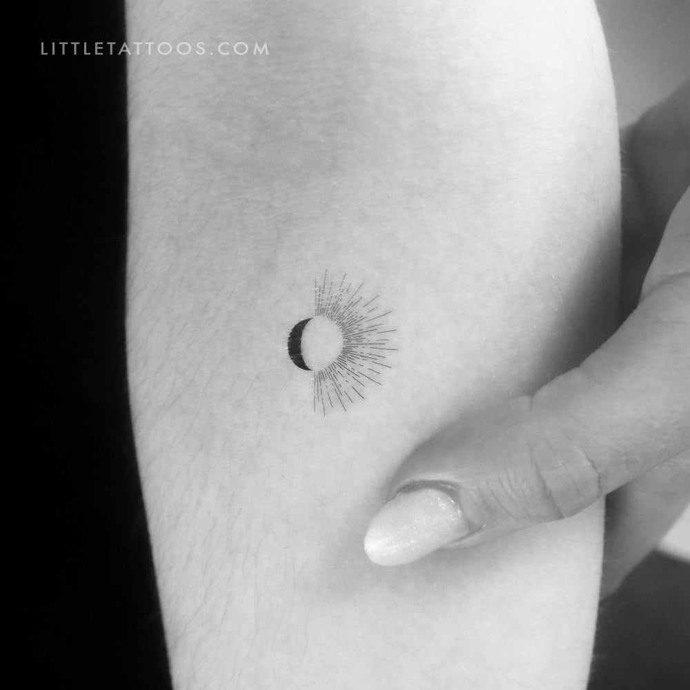Half Sun Half Moon Temporary Tattoo - Set of 3