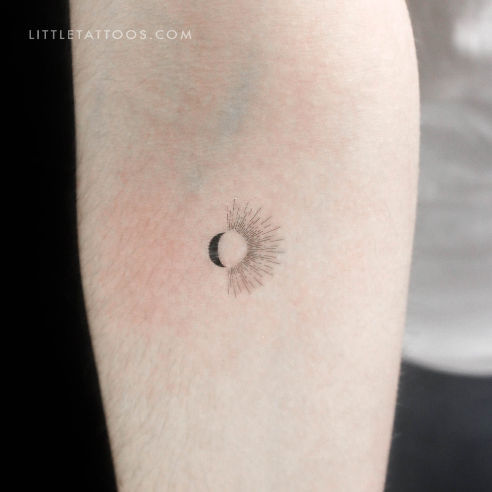 Half Sun Half Moon Temporary Tattoo - Set of 3