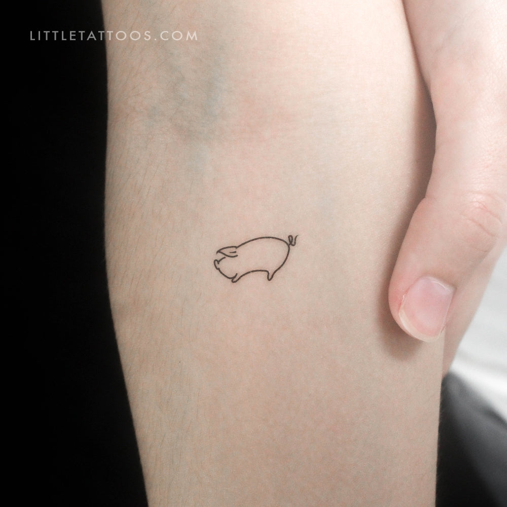 Minimalist Pig Temporary Tattoo - Set of 3