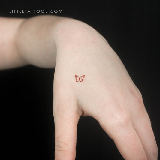 Red Butterfly Temporary Tattoo - Set of 3