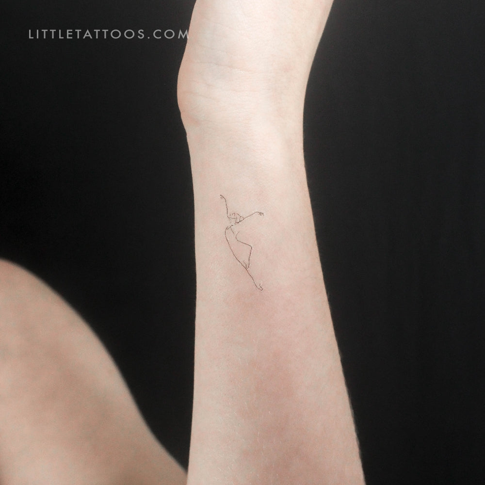 Fine Line Ballerina Temporary Tattoo - Set of 3