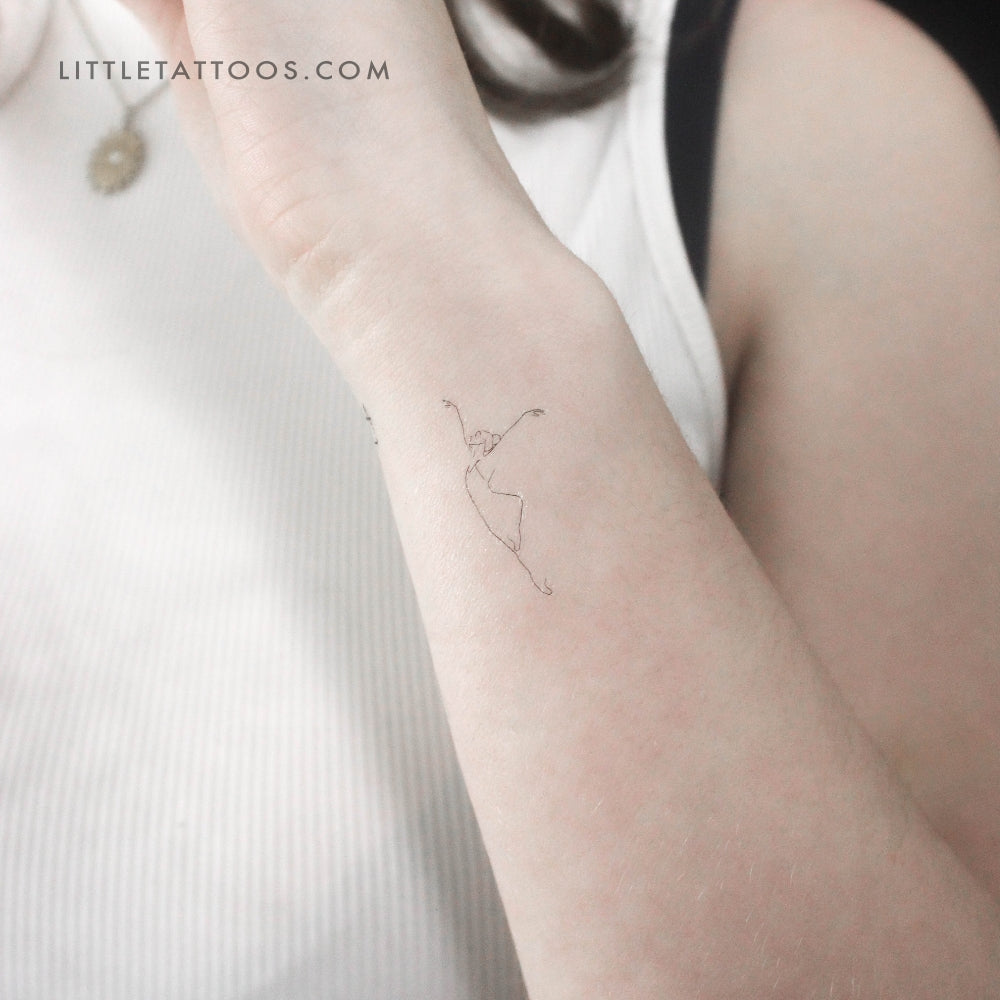 Fine Line Ballerina Temporary Tattoo - Set of 3