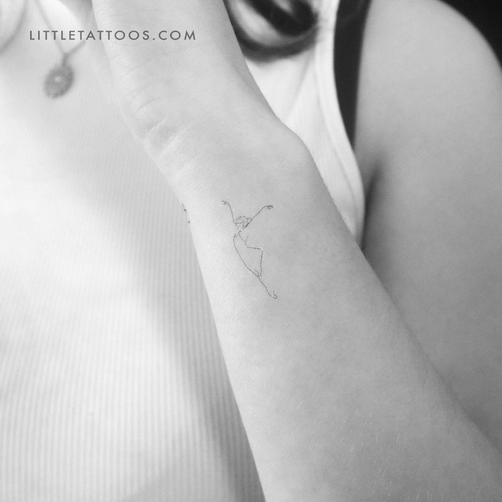 Fine Line Ballerina Temporary Tattoo - Set of 3