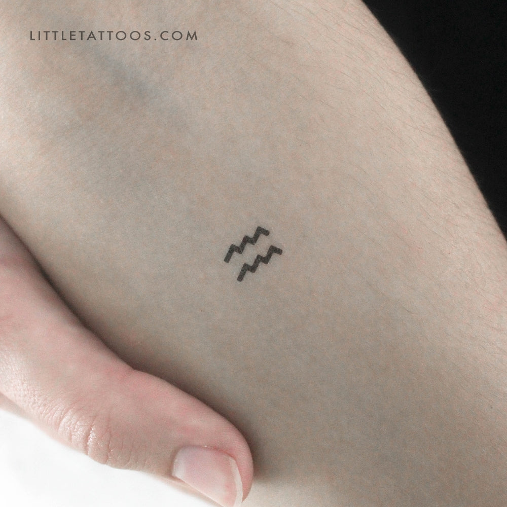 Aquarius Zodiac Symbol Temporary Tattoo - Set of 3