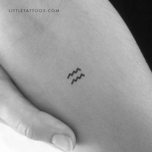 Tatuaje temporal del símbolo del zodiaco Acuario - Juego de 3