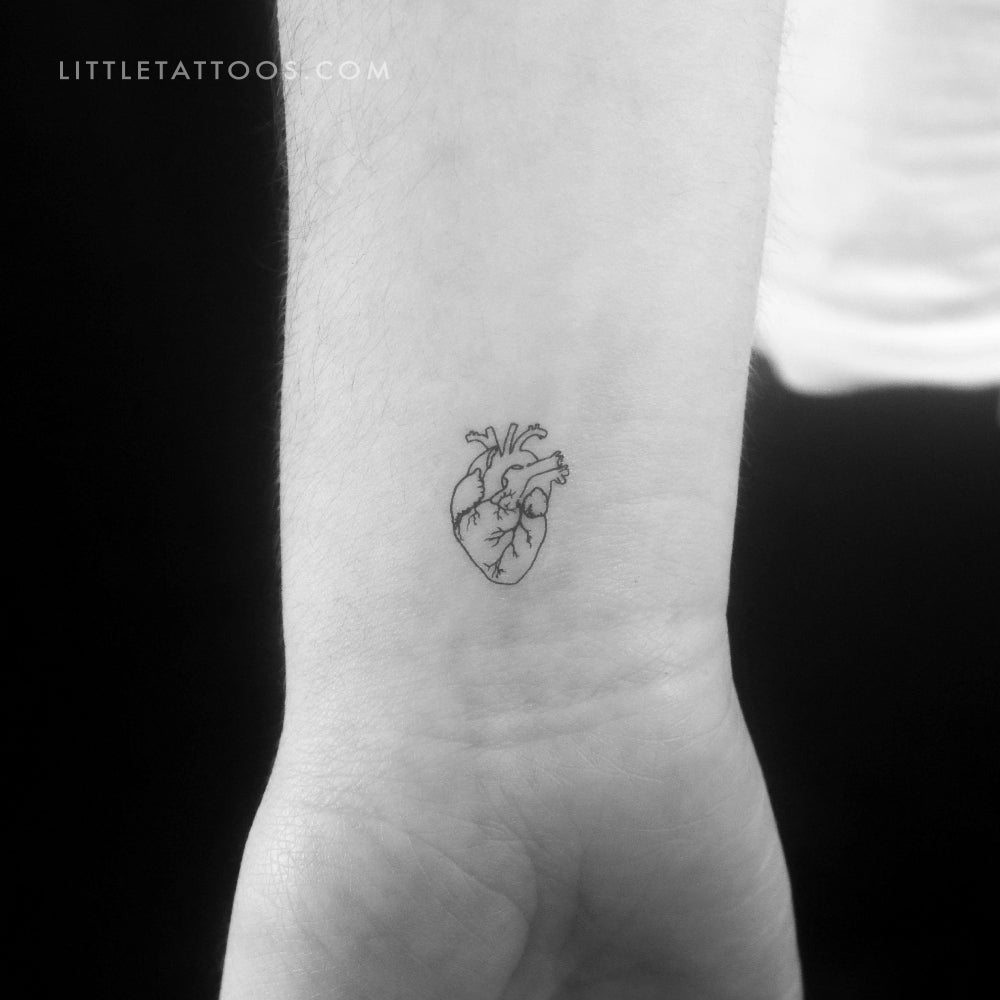Small Anatomical Heart Temporary Tattoo - Set of 3