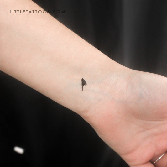 Tiny Bird Standing Temporary Tattoo - Set of 3