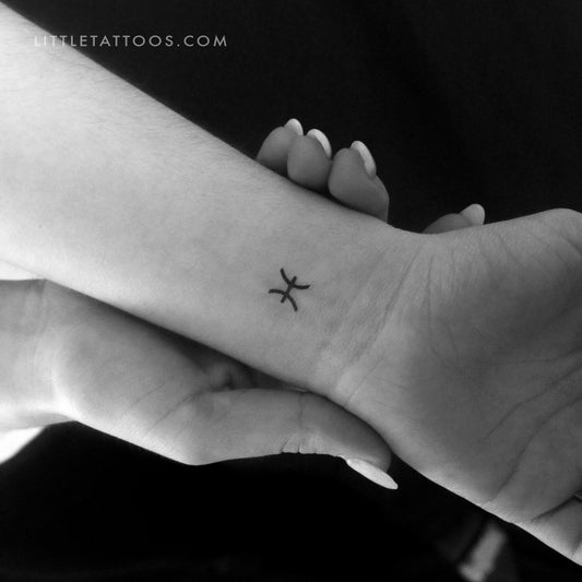 Pisces Zodiac Symbol Temporary Tattoo - Set of 3