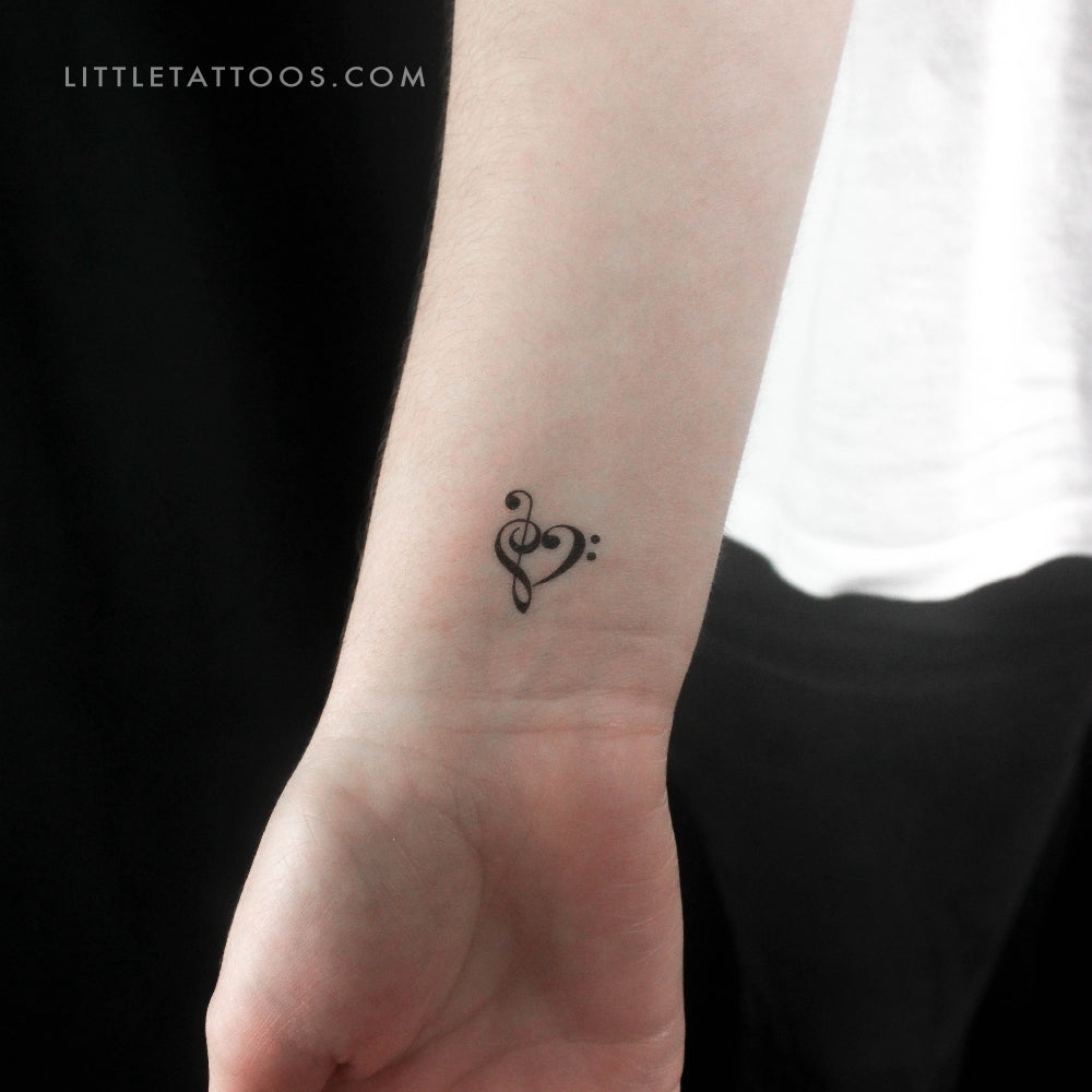 Small Music Heart Temporary Tattoo - Set of 3