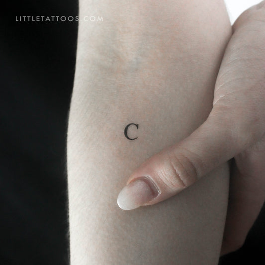 C Uppercase Serif Letter Temporary Tattoo - Set of 3