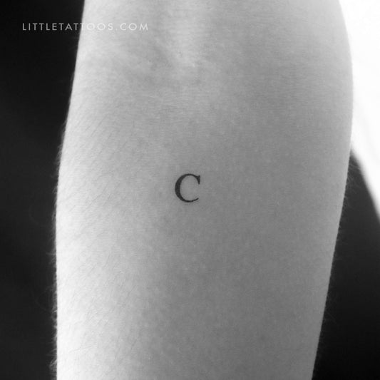 C Uppercase Serif Letter Temporary Tattoo - Set of 3