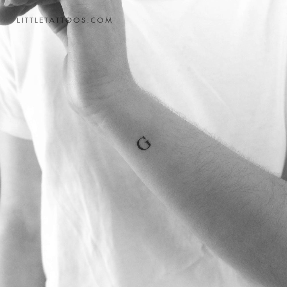 G Uppercase Serif Letter Temporary Tattoo (Set of 3)