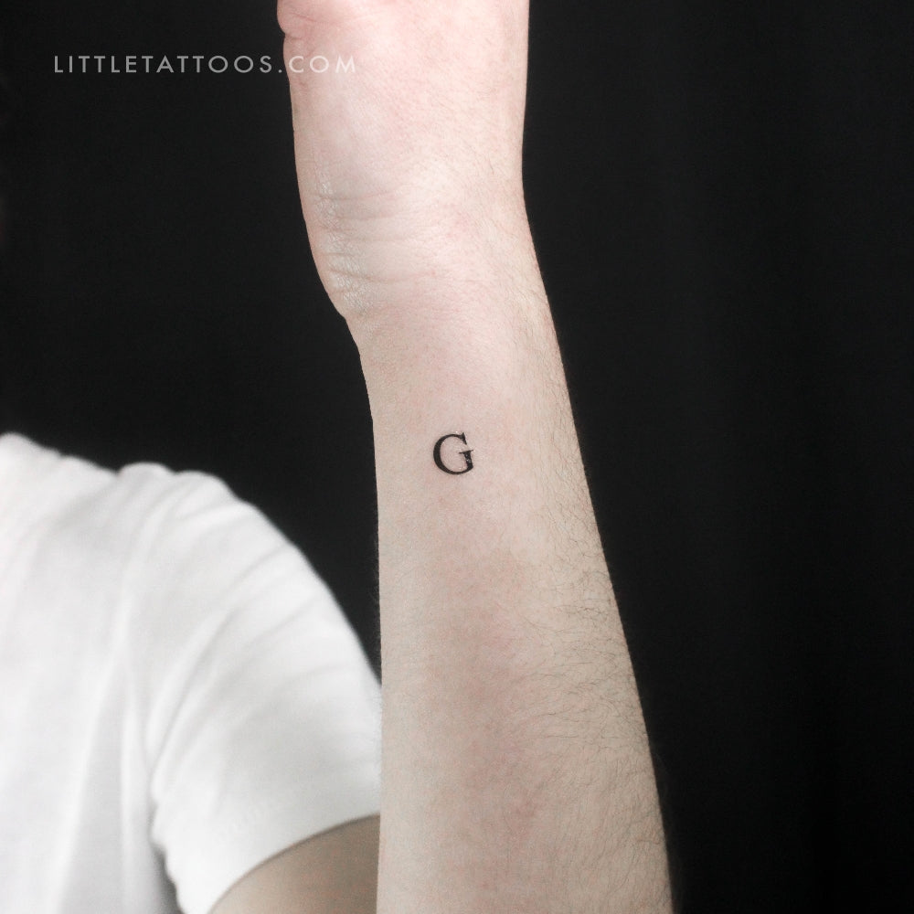 G Uppercase Serif Letter Temporary Tattoo (Set of 3)