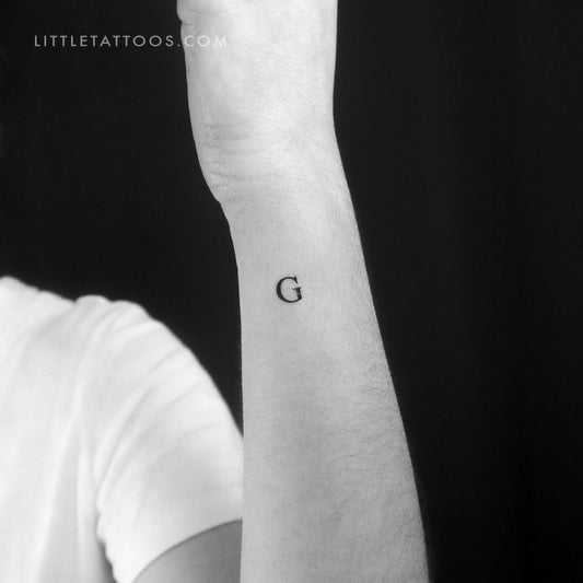 G Uppercase Serif Letter Temporary Tattoo (Set of 3)