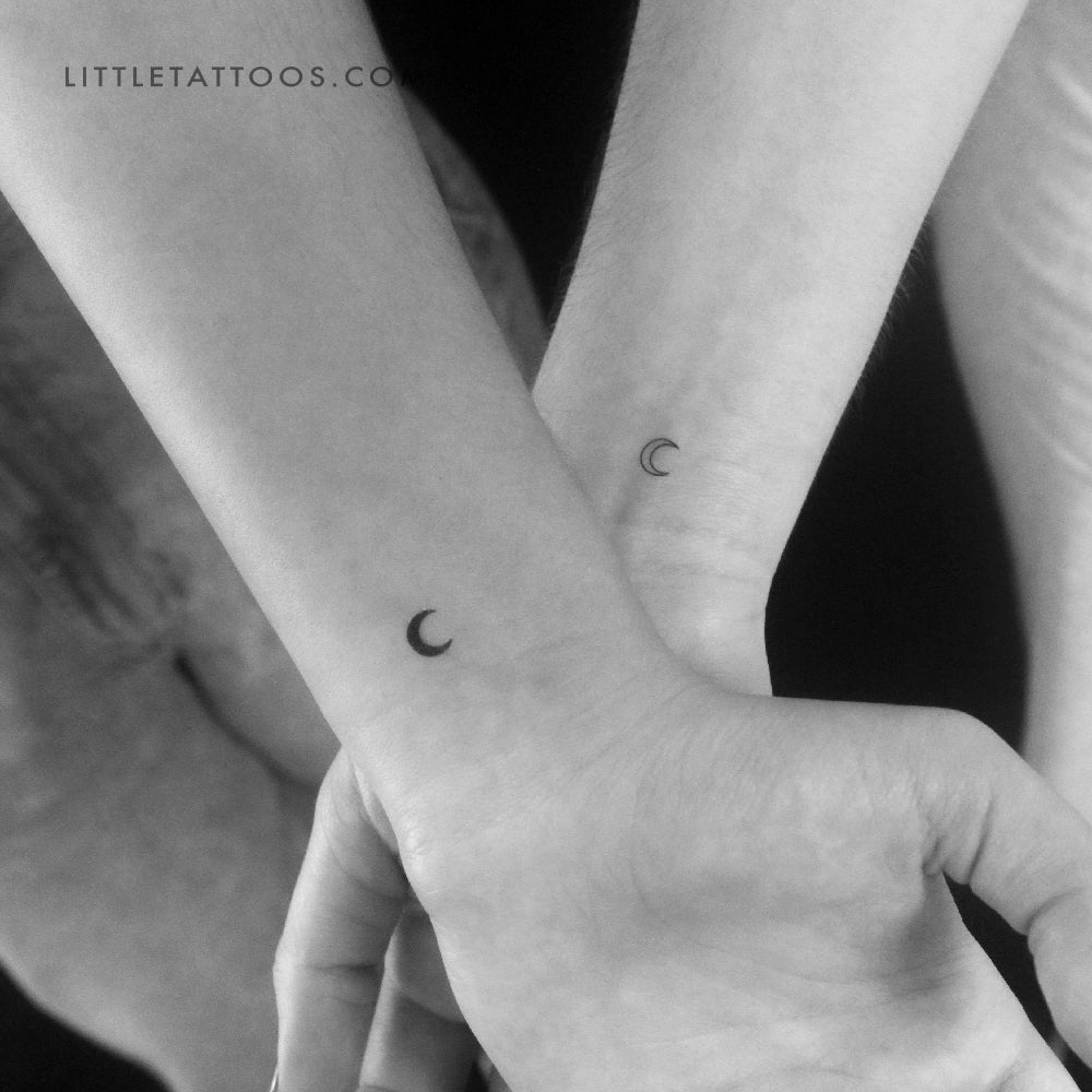 Tatuaje temporal de luna creciente a juego - Juego de 3 + 3
