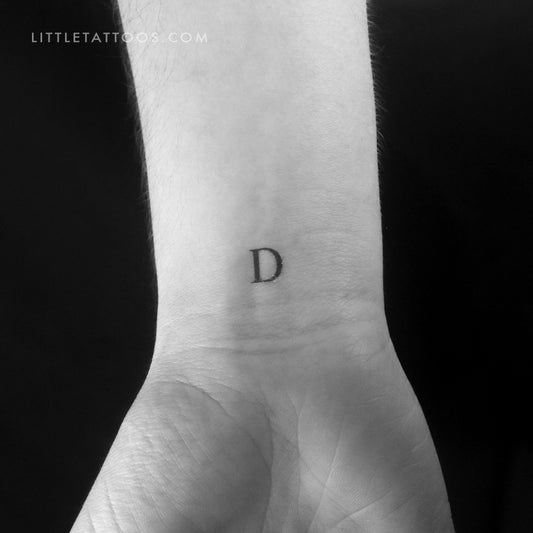 D Uppercase Serif Letter Temporary Tattoo - Set of 3
