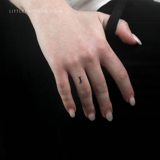 J Uppercase Serif Letter Temporary Tattoo - Set of 3